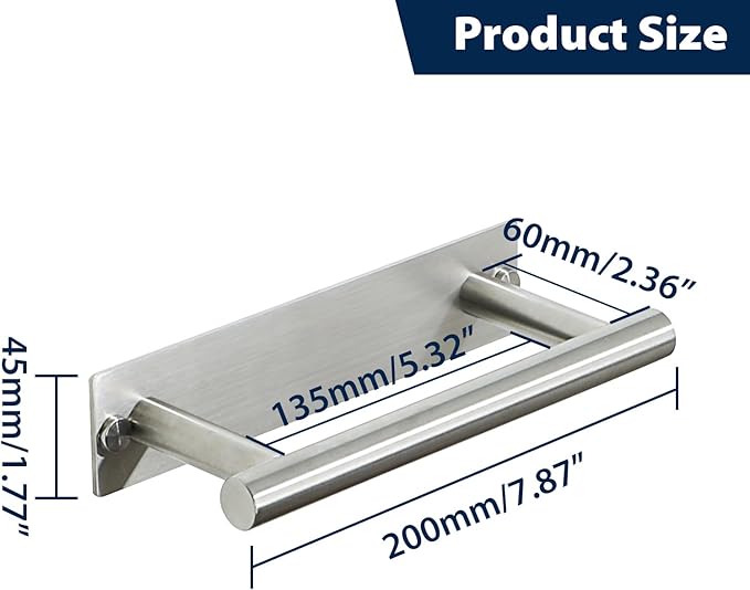 Alise Bath Towel Bars, 8 Inch Towel Hanger Towel Racks for Bathroom, SUS304 Stainless Steel Hand Towel Holder, Wall Mount with Self-Adhesive or Drilling, Nickel