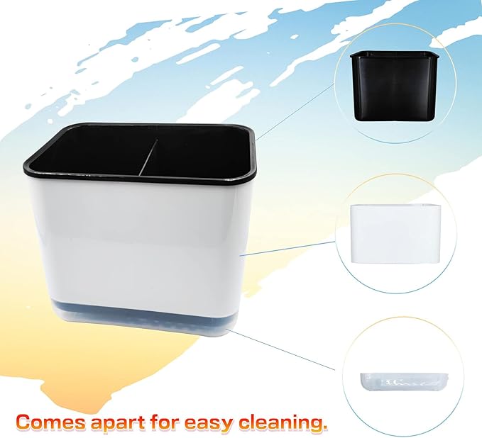 Kitchen Dish Brush Holder for Kitchen Sink,Utensil Drying Caddy,Scrubber/Bottle Brush/Sponge Holder,Kitchen Sink Counter Organizer has Removable Drain Tray,Plastic(Black and White)-NeatNest