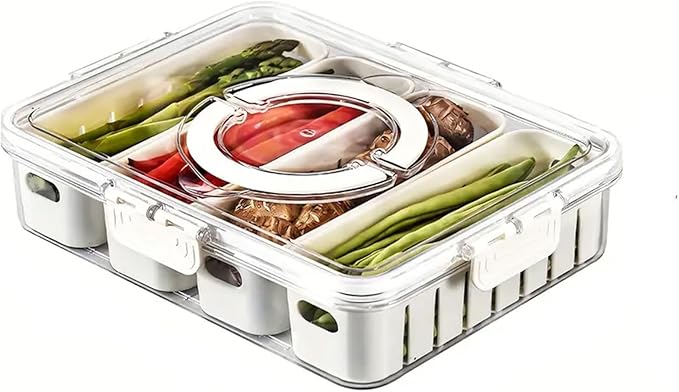 4 Compartment Food Storage Containers, Refrigerator Storage Box Dishwasher Plastic Reusable Divided Food Storage Boxes