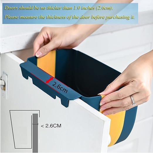 Hanging Folding Mini Trash Can for Kitchen Cabinet Door, Small Collapsible Garbage Bin Under Sink,Wall Mounted Folding Waste Bin- Mini Garbage Container for Cabinet/Bedroom/Bathroom (3L) (Black)-NeatNest