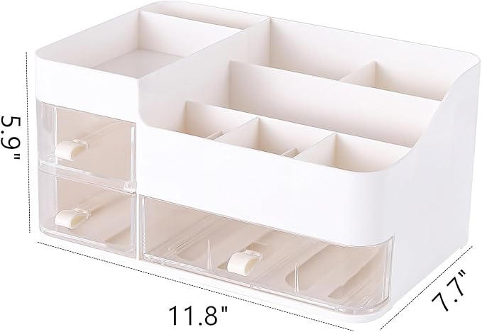 KLGO Makeup Organizer and Storage Cosmetic Display Case With 3 Clear Drawers Skincare Organizer for Bathroom Make Up Stand for Vanity Lipsticks, Jewelry, Nail Care, Eyeshadow, Skincare-NeatNest