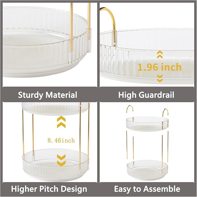 360 Rotating Makeup Organizer,3 Tier Large Capacity Make Up Organizers and Storage,Skincare Perfume Vanity Organizers,Bathroom Cosmetics Storage Organizer Countertop (Clear-3 Tier)-NeatNest