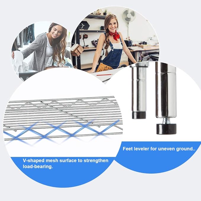 BestOffice Shelving Unit NSF Metal Large Storage Shelves Heavy Duty Height Adjustable Commercial Grade Steel Utility Layer Shelf Rack Organizer (36x14x54, Chrome)-NeatNest