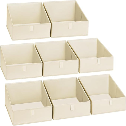 DIMJ Closet Storage Bins 8 Pack - Fabric Trapezoid Closet Organizer Bin, Foldable Storage Baskets for Shelves, Closet Shelf Organizer, Clothing Storage Box for Toys, Books, Towel, Clothes-NeatNest