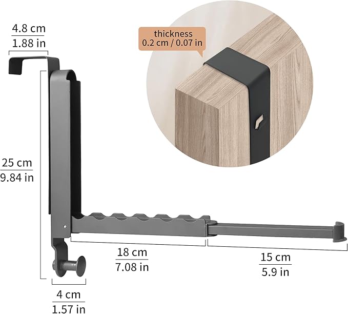 Clothes Drying Rack Foldable 2pc,Over The Door Hooks with Retractable Rod,Foldable Over The Door Drying Rack for Laundry Bathroom Travel Hangers(Grey, 2 Pack)-NeatNest