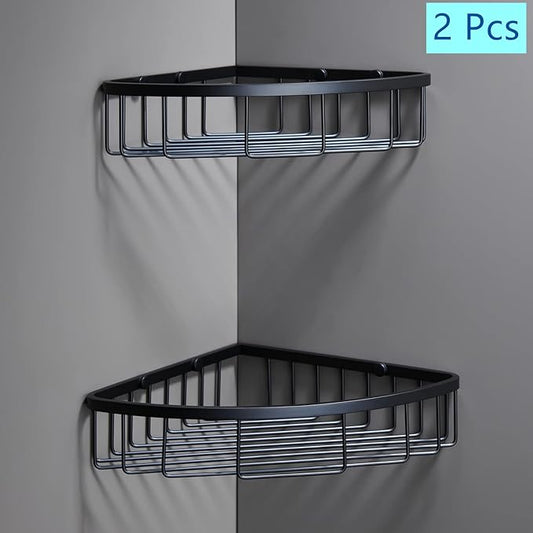 Corner Shower Caddy Organizer, SUS304 Stainless Steel Heavy Duty Rust-Proof Shelf, Wall Mounted Storage Rack for Bathroom, 2 Packs Matte Black-NeatNest