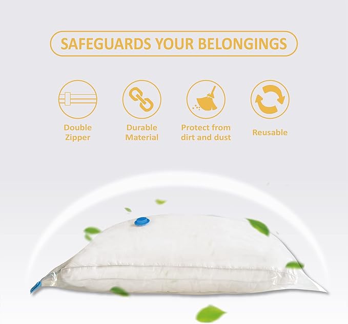 10 Medium Vaccum Storage Bags, Space Saver Vacuum Storage Bags Medium, Space Bags, Vacuum Seal Bags for Clothes with Travel Hand Pump-NeatNest