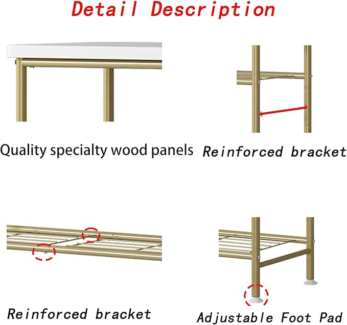 Shoe Rack Organizer 4 Tier for Closet Entryway Free Standing Metal Storage Shoe Shelf with MDF Top Board，Gold-NeatNest