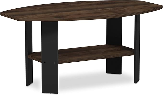 Furinno Simple Design Coffee Table, Columbia Walnut/Black-NeatNest