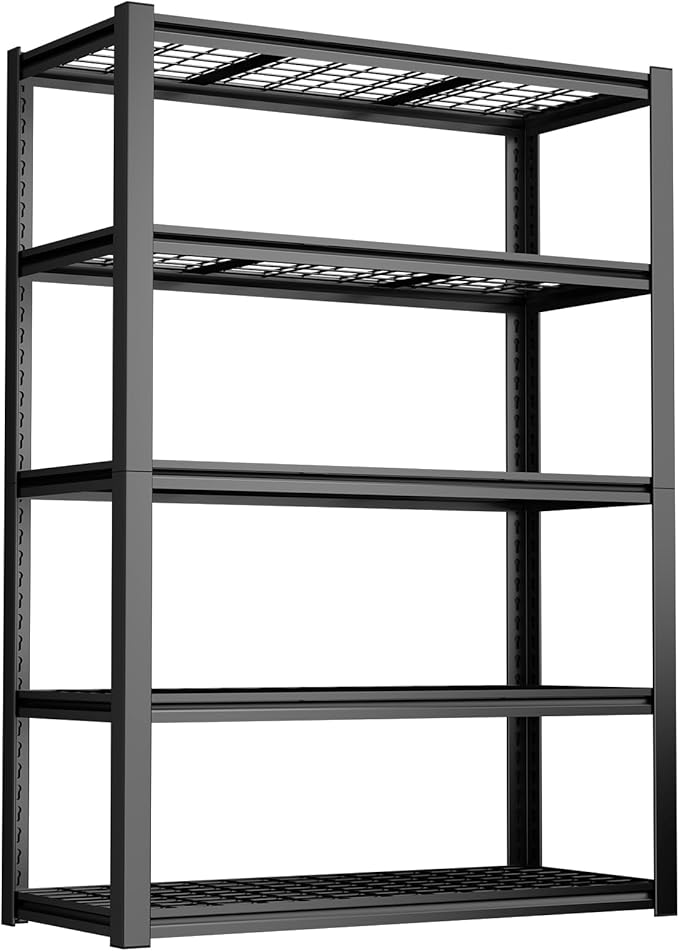Garage Shelf,Heavy Duty Storage Rack Load 3000lb,5-Tier Metal Garage Shelving for Kitchen,Basement,24" D x 47" W x 84" H