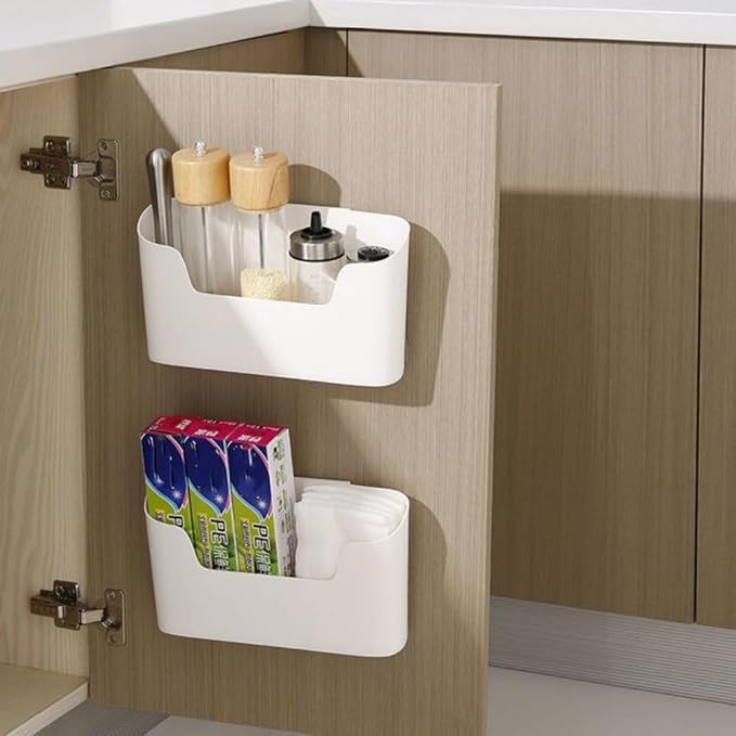 2 Pack Wall Mount Folder Holder File Organizer, Cabinet Door Organizer No Drilling File Holder Hanging File Mail Organizer Magazine Storage for Office Kitchen Bathroom Bedroom Garage