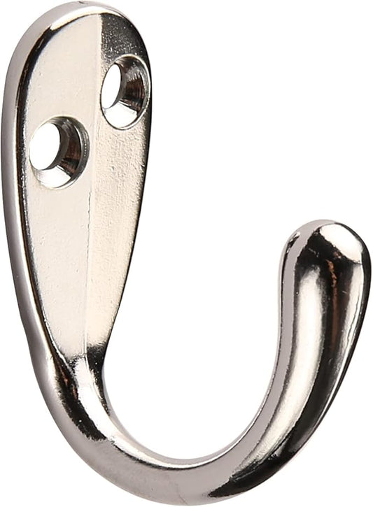 HASWARE 6 PCS Coat Hook, Wall Mounted Hooks Coat Hooks Robe Hooks Hangers Heavy Duty with 12 Pieces Screws for Bedroom Bathroom Kitchen Door Wall (Chrome)