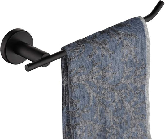 JQK Black Hand Towel Holder, Stainless Steel Towel Bar for Bathroom, 9 Inch Necklace Holder Matte Black Wall Mount, TR100-PB