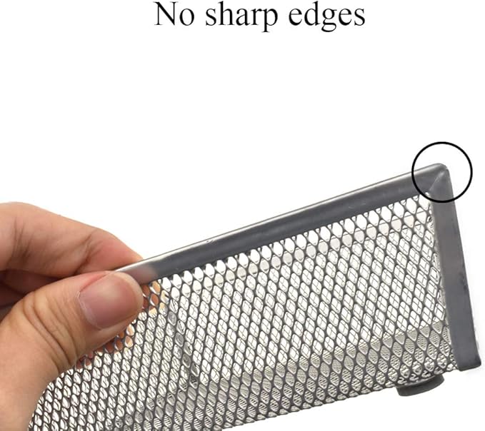 HAHIYO Stackable Mesh Tray Cup 6 x 6 x 2 inches Sturdy Container for Desk Drawer Organizer Collection for Home Office School kitchen Soft Foam Feet No Sharp Edges 2 Pack Silver-NeatNest