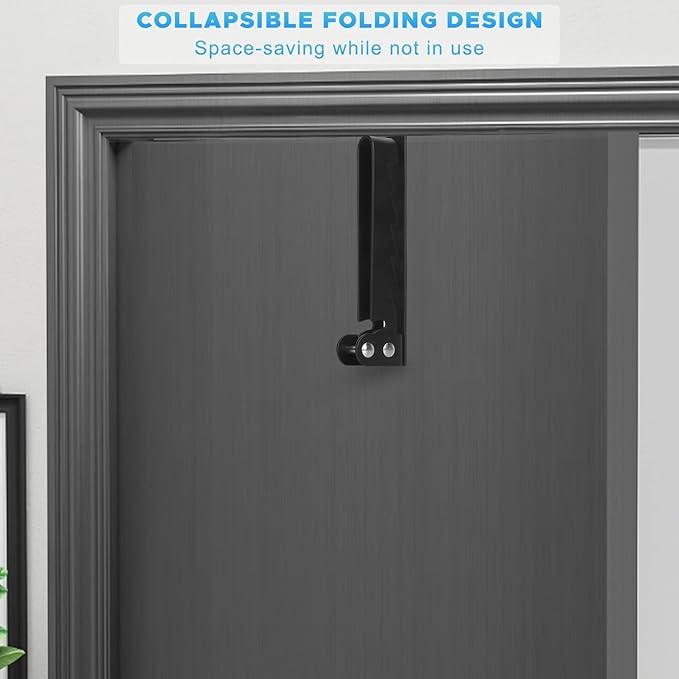 FYY Over The Door Hooks Hanger, 1 Pack Collapsible Folding Over The Door Organizer Rack Space Saving Hanging Storage Hanger for Clothes, Coats, Towels for Bedroom Bathroom Black-NeatNest