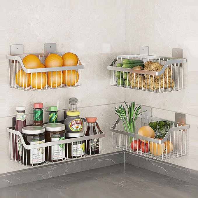 Stainless Steel Hanging Wire Basket Organizer - L 13.78Inch for Cabinet Pantry, Kitchen, Bathroom Storage-NeatNest