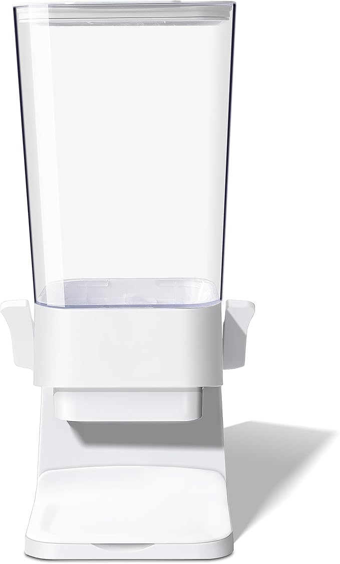 Cereal Dispenser Countertop, 5L Cereal Containers Storage Dispenser for Pantry, Large Dry Food Cereal Dispenser, Not Easy to Crush Cereal, Can Hold Oatmeal, Candy, Snack, Grain, Pet Food (White, 1Pc)-NeatNest