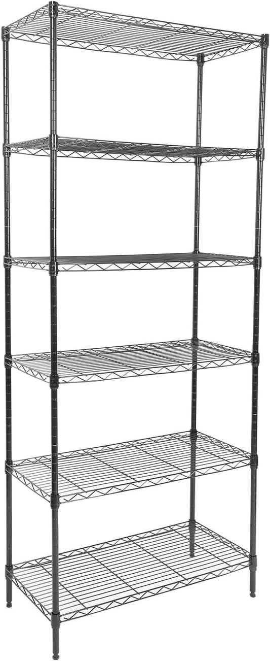 Whitmor 6 Tier Storage Shelves, Heavy Duty with Wheels, 400 lbs Capacity per Shelf, Max 2400 lbs Total, Adjustable Storage Units for Garage, Laundry, Plant, 30" L x 14" W x 70" H, Black-NeatNest