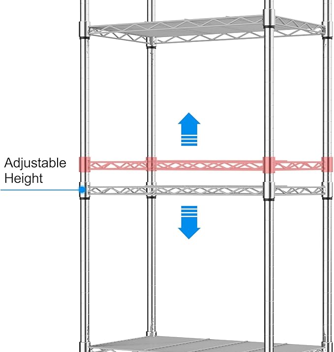 Homdox 5 Tier Steel Wire Shelving Unit on Wheels,Chrome Shelves for Garage Kitchen Living Room,Heavy Duty Shelving Rack, 23.2 x 13.8 x 72 inch (L x W x H)-NeatNest
