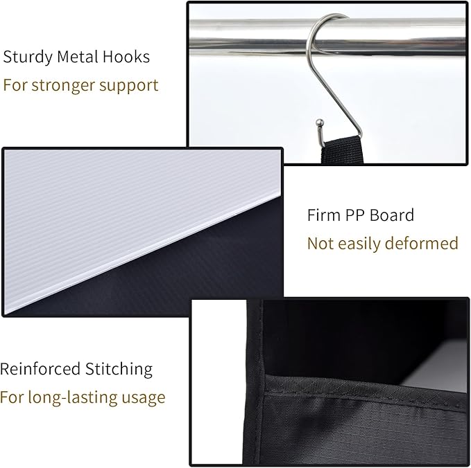 GRANNY SAYS 4-Shelf Hanging Organizer, Closet Hanging Shelves, Closet Hanging Storage Organizers, Organization for Bedroom, Living Room, Baby Nursery, Camper Accessories, Black, 2-Pack-NeatNest