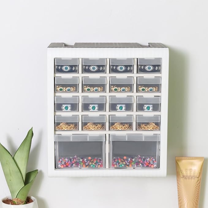 Gonice Craft Cabinet Storage, Hardware Storage Organizer, 18 Drawer Plastic Screw Storage Organizer, Tool Storage Box for Screws, Nuts and Small Parts