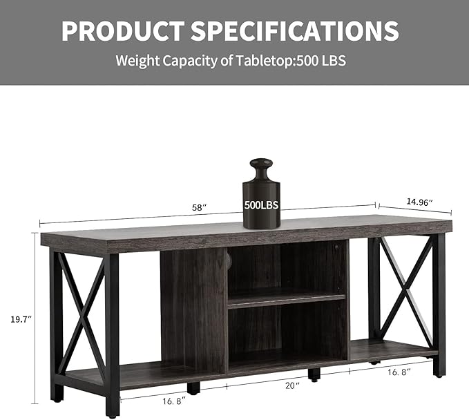 GAZHOME TV Stand for TV up to 65 Inches, TV Cabinet with Open Storage, TV Console Unit with Shelving for Living Room, Entertainment Room, Gray-NeatNest