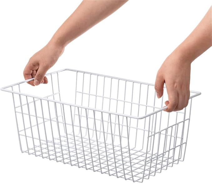 SANNO 14" Freezer Baskets Wire Storage Baskets for Organizing Pantry Organization Bins Cabinets - Metal Basket Kitchen, Laundry, Garage, Fridge, Bathroom Countertop Organizer-NeatNest