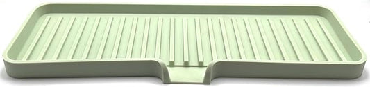 Happitasa Silicone Soap Dish Tray and Sponge Holder with Drain Chute | Bathroom and Kitchen Sink Organizer Caddy (Pistachio, 12"x4", 7.4 Ounces)-NeatNest