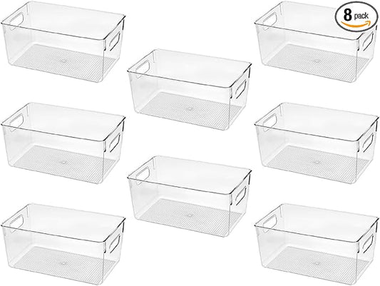 Clear Plastic Storage Bins, Pantry Organizers and Storage Containers Fridge Organizer Bins for Organizing Kitchen Cabinet Organizer Bin Bathroom Freezer Refrigerator Organization-NeatNest