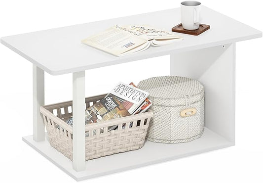 Furinno Basic Home Living Coffee Table, White/White-NeatNest