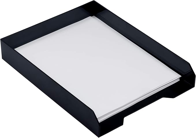 JAM PAPER Stackable Paper Trays - Black - Desktop Document, Letter, & File Organizer Tray - Sold Individually-NeatNest