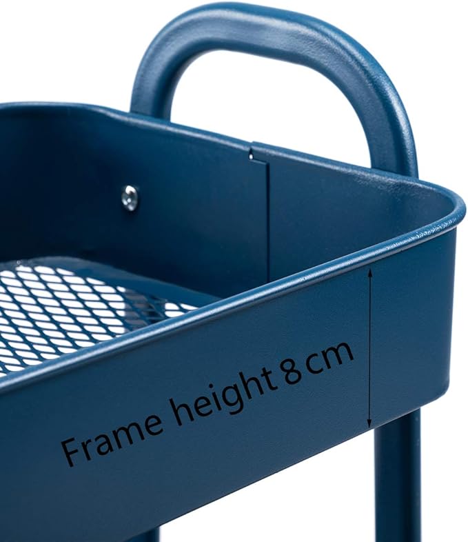 AGTEK Makeup Cart, Movable Rolling Organizer Cart, 3 Tier Metal Utility Cart,Navy Blue-NeatNest