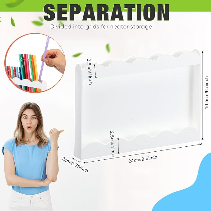 Acrylic Straw Holder for Cabinet Door with Double Sided Adhesive Tape Reusable Straw Organizer Tumbler Storage Kitchen Accessories Container for Counter Cupboard(Wave,Large,White)