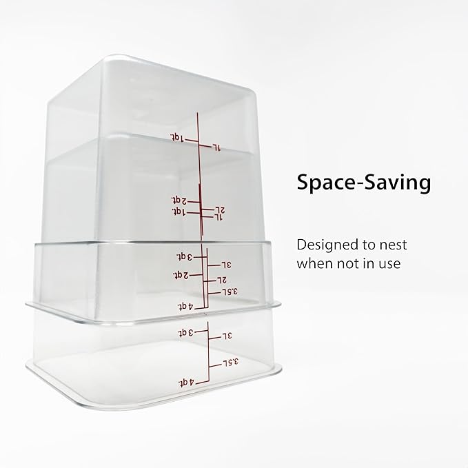 Cambro Food Storage Container with Lid (2 Pack) - Classic Series Square with Green Lid - 4 QT (Quart) - Commercial Grade for Food Prep (Clear)-NeatNest