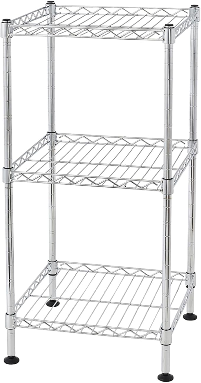 3-Tier Steel Wire Shelving, Wire Rack Storage Organizer, Industrial-Strength Steel Metal Storage Rack NSF Certified, Adjustable Shelves, for Bathrooms, Closets, Kitchen, Pantry Chrome Finish-NeatNest