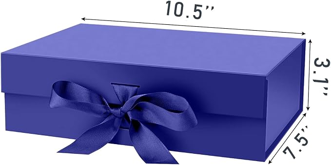DaiJoob Gift Box with Lid for Presents 10.5x7.5x3.1 Inches with Ribbon and Magnetic Closure(1-Pack) (Blue)-NeatNest