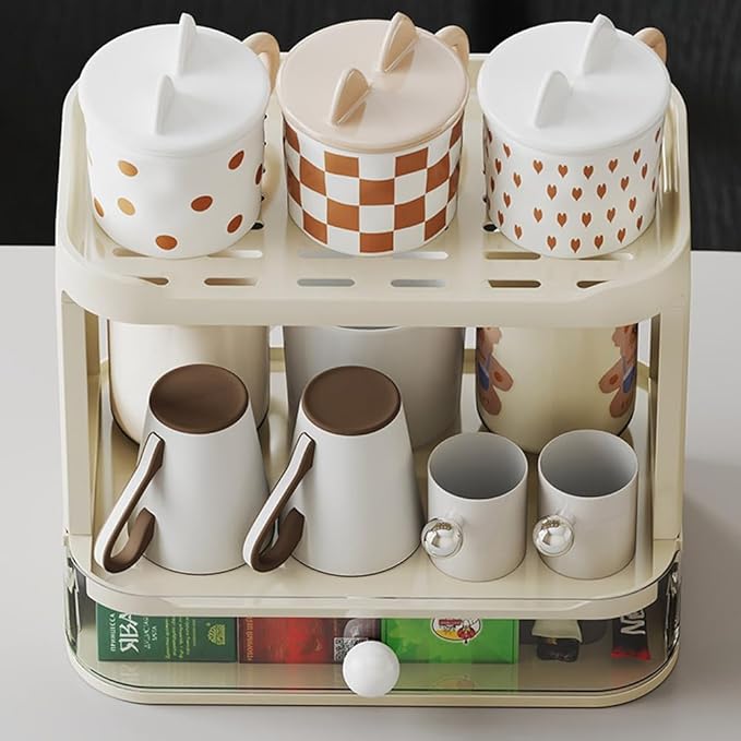 3-Tier Desk Organizers & Dispensers，Mail Holder for Office Desk Organization，Kitchen Spice Rack or Bathroom Countertop Organizer, Gift for Teachers, Classmates, and Friends (Beige)-NeatNest
