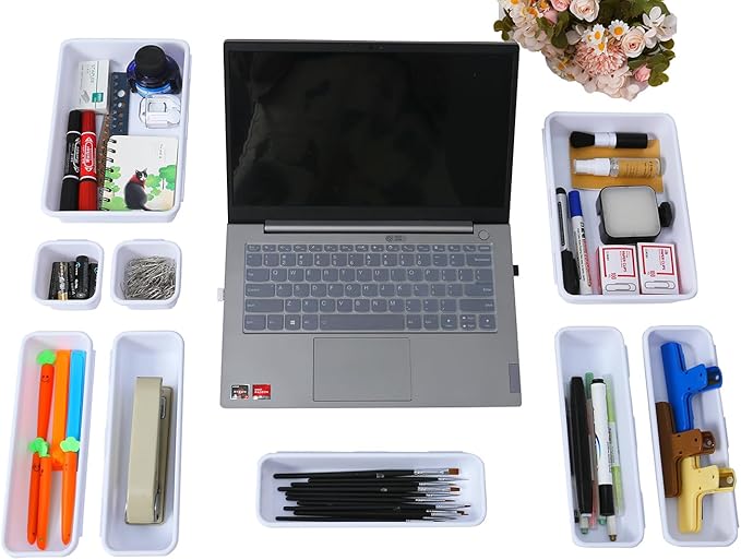 15 PCS Interlocking Desk Drawer Organizer Separator for Office,Bathroom,Kitchen,Makeup（White）-NeatNest