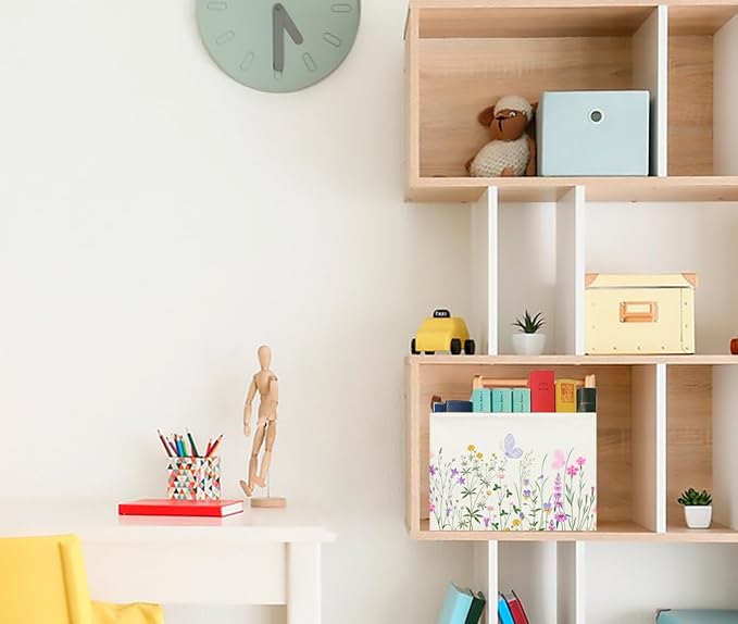 CLOCOR Rectangular Storage Basket Empty,Gift Basket,Waterproof Storage Bin with Handles,Room Decor(Flower)-NeatNest