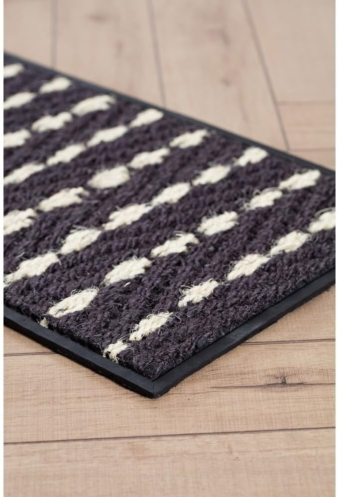 Anji Mountain AMB0BT4F-008 Black Rubber Boot/Shoe Tray with Coir, Fits 4 Pair (46.5" Wide), Gray & Ivory Insert