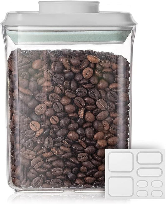 Ankou Food Airtight Containers (1500ml) 1.5 Qt Pop Up Food Formula Container With Lids, Bpa-Free One Button Open Stackable Container for Coffee Tea Brown Sugar Cereals - 8 Labels - Clear-NeatNest