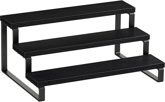 Giikin 3 Tier Spice Rack, Cabinet Organizer Shelf, Wooden Spice Rack for Countertop, Kitchen Counter Storage Shelves Cupcake Stand Holder Display Stand, Black-NeatNest