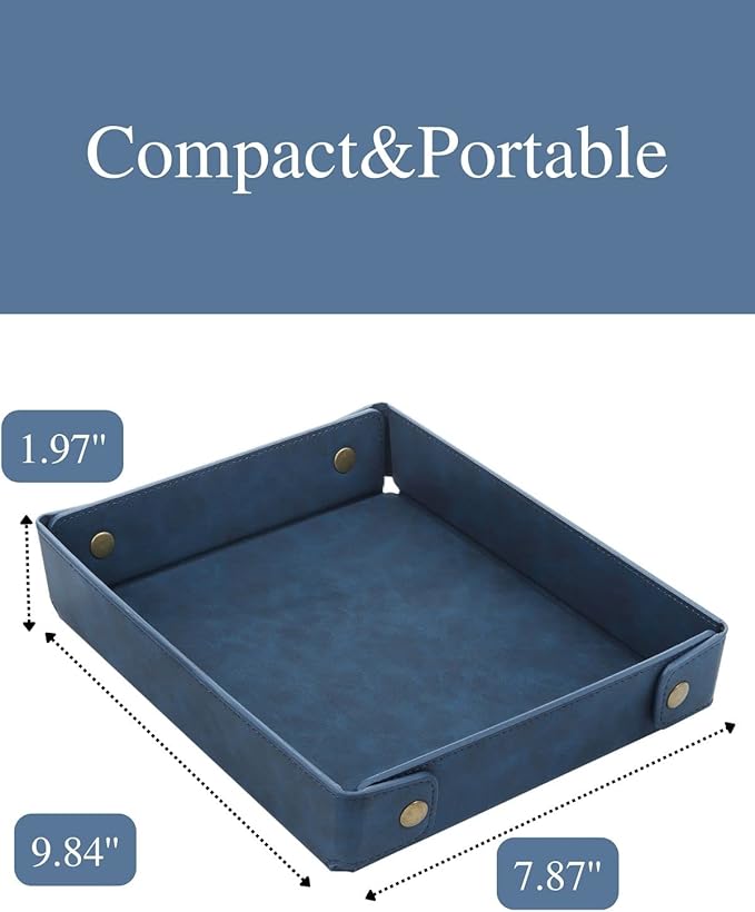 CASIRENA Father's Day Gifts Faux Leather Valet Tray Organizer for Men - Catch-All Tray for Entryway Table Key, Wallet, Watch, Coin Change, Phone, Dresser EDC Dump Jewelry, Bedside Nightstand Desk-top-NeatNest