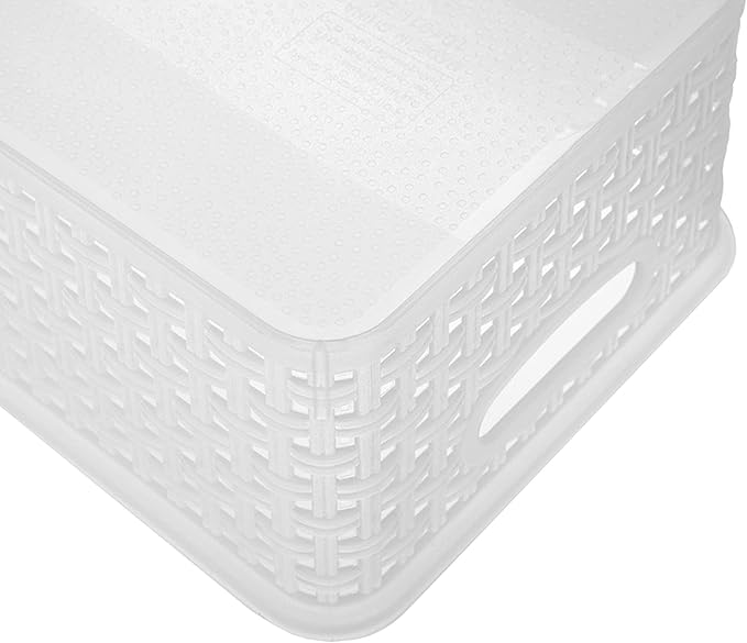Clear Plastic Woven Storage Basket, 6-Pack Weave Basket Organizer for Kitchen Offices Bathrooms-NeatNest