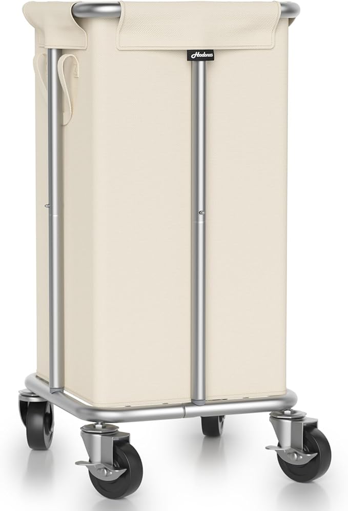 Laundry Basket with Wheels, 115L Rolling Laundry Hamper Large Dirty Clothes Hamper Cart with Steel Frame and Removable Bag, Bedroom Bathroom Dorm Room Laundry Room Organization Hampers, Beige