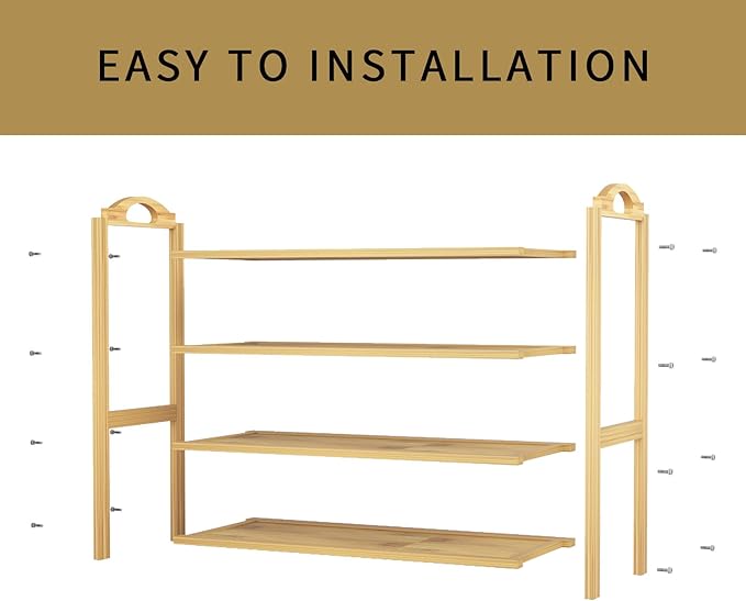 UDEAR Bamboo Shoe Rack 4-Tier Shoe Storage Organizer Entryway Shoe Shelf-NeatNest