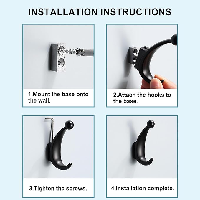2 Pack Bathroom Towel Hooks, Screw in Metal Robe & Coat Hooks for Wall(Brushed Gold)
