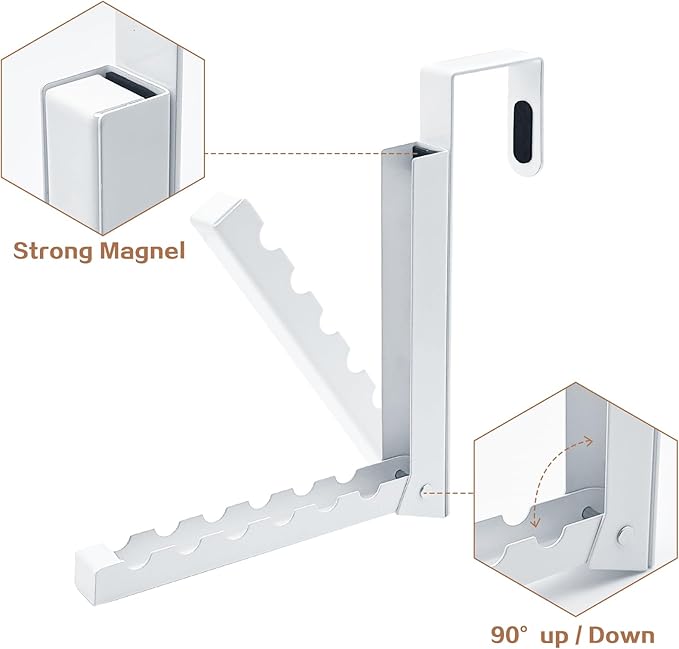 Over The Door Hanger Hooks for Clothes, Over The Door Coat Hook Portable Clothes Drying Rack for Laundry Foldable Rack Space Saving - 2 Pack