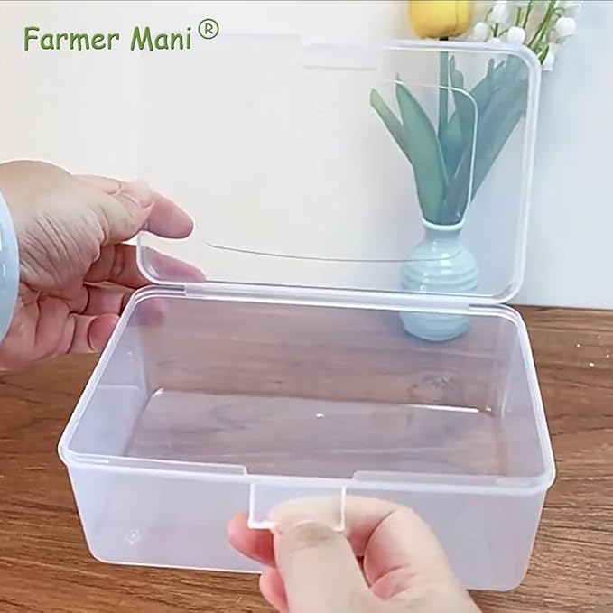 2 Pack Rectangle Plastic Clear Storage Containers Box (6.5 x 4.09 x 2.68 inch), Small Clear Case for Pills, Jewellery, Herbs, Tiny Bead, Craft Items-NeatNest