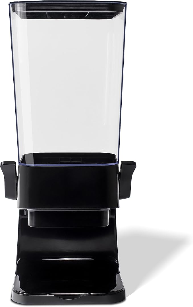 Cereal Dispenser Countertop, 5L Kitchen Organization Cereal Containers Storage, Desktop Candy Dispenser Plastic Cereal Dispenser, Snack Containers Can Hold Granola, Dry Food, Grain (Black, 1Pc)-NeatNest